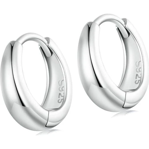 SilverBeads Minimalistiske 925 sølv hoops med trykknap