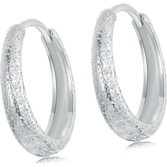 SilverBeads Sølvglitter-øreringe i 925 sølv, 16x3 mm