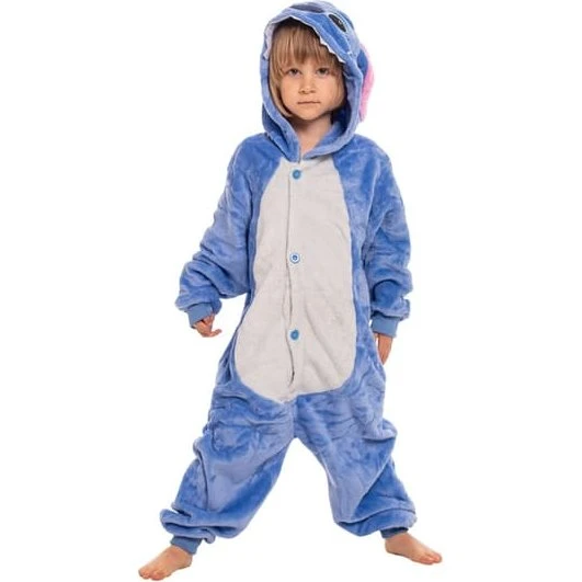 Stitch Børnepyjamas Kigurumi Onesie - Blå, 135-145 cm