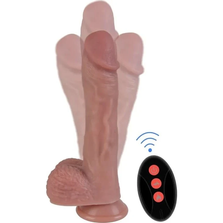 Heating & Rotating Silicone Dildo 22 cm med vibrator