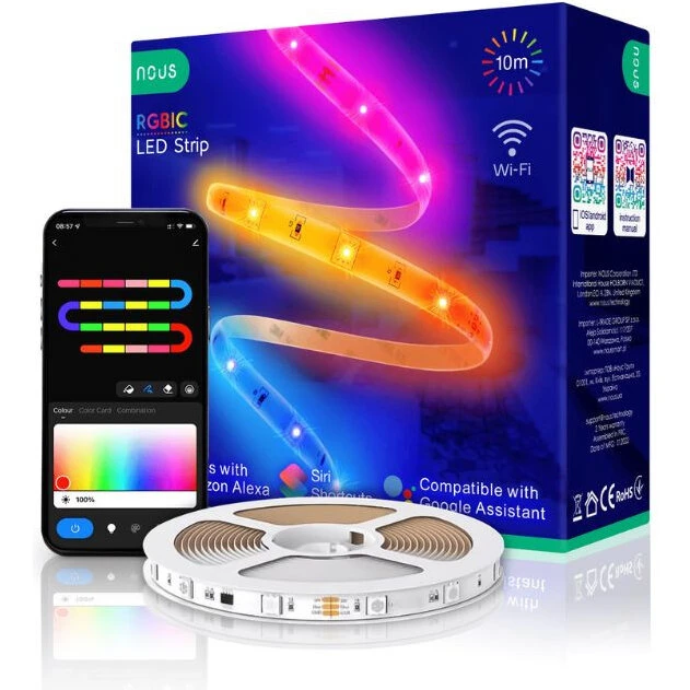 Nous F5 Smart LED-strip 10 m RGBIC Wi‑Fi (chip‑til‑chip) IP44