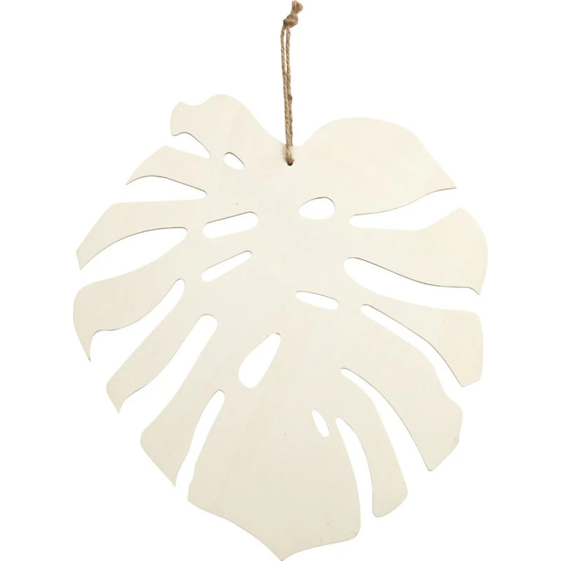 Monstera træblad 35x34 cm – lyst træ med ophæng