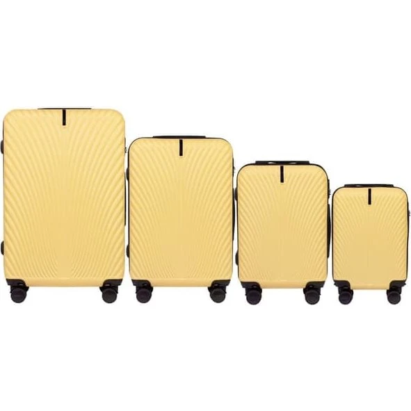 Wings SWAN Sæt: 4 stk. gule kufferter i robust ABS+