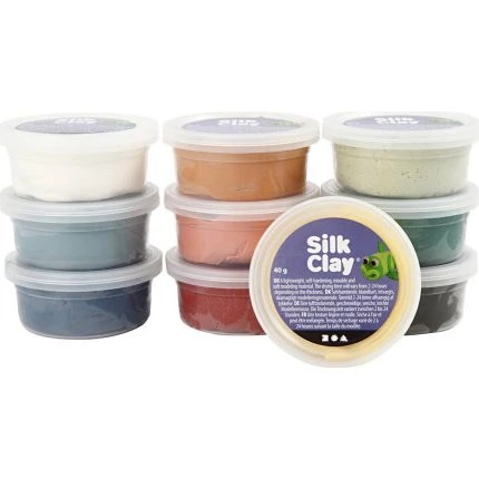 Silk Clay modellervoks, 10x40g - støvede farver