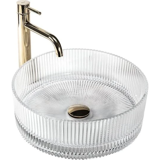 REA Ingrid 36 Bordplade Håndvask i Gennemsigtigt Glas 36x36x12cm