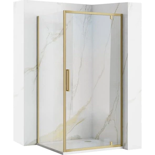 REA Rapid Swing Brusekabine 100x90 Børstet Guld 195cm