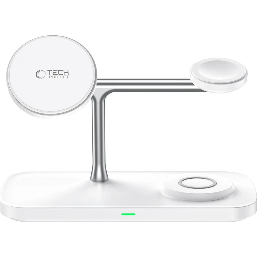 Tech-Protect QI15W-A45 3-i-1 MagSafe Trådløs Oplader, Hvid