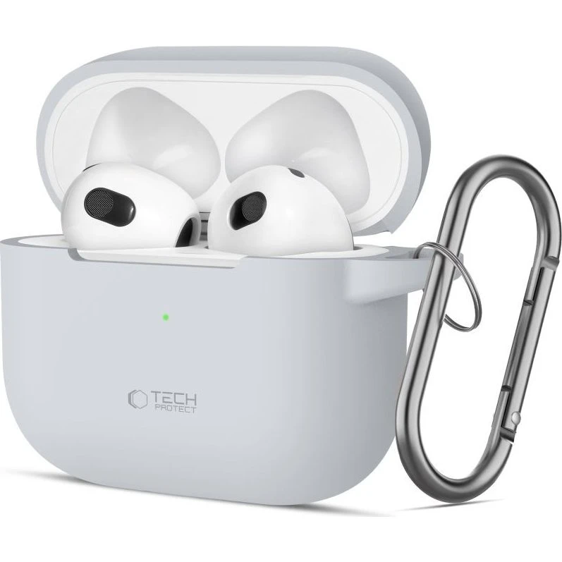 Tech-Protect Silikone Etui med Karabinhage til Apple AirPods 3 - Grå