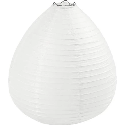 Rispapirlampe Dråbe H27 Ø25 cm – Hvid