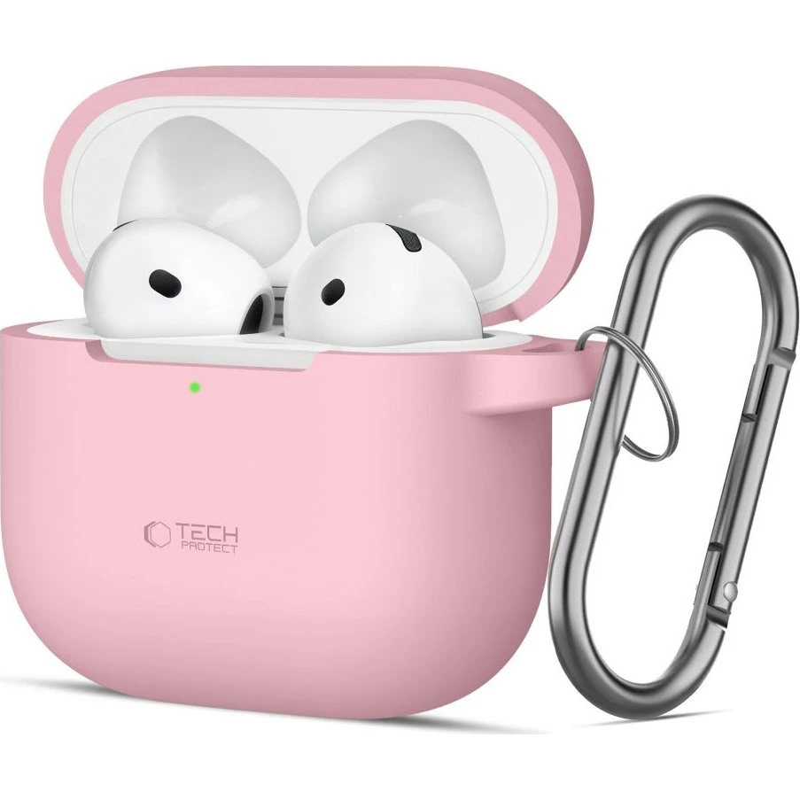 Tech-Protect Silikone Etui med Karabinhage til AirPods 4 - Pink