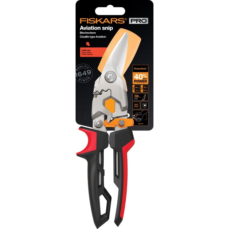 Fiskars PowerGear Pro Aviation Snip – Venstrekut (Pladesaks)