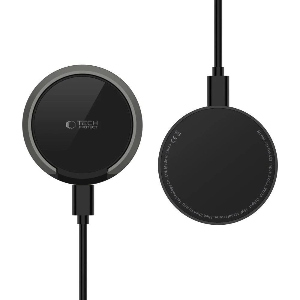 Tech-Protect QI15W-A33 MagSafe Trådløs Oplader med Stand, Sort