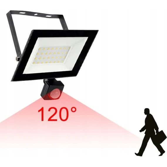 50W LED Projektør med bevægelses- og skumringssensor