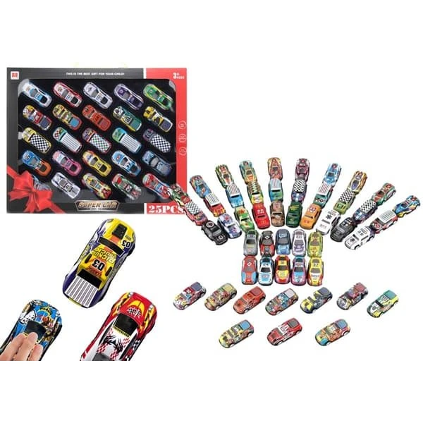 Motoriserede legetøjsbiler 25-pack - Metal/Plast 7 cm