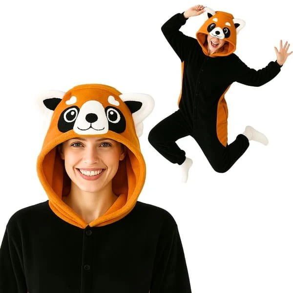 Rød Panda Onesie Kigurumi Pyjamas Kostume XL (175-185cm)