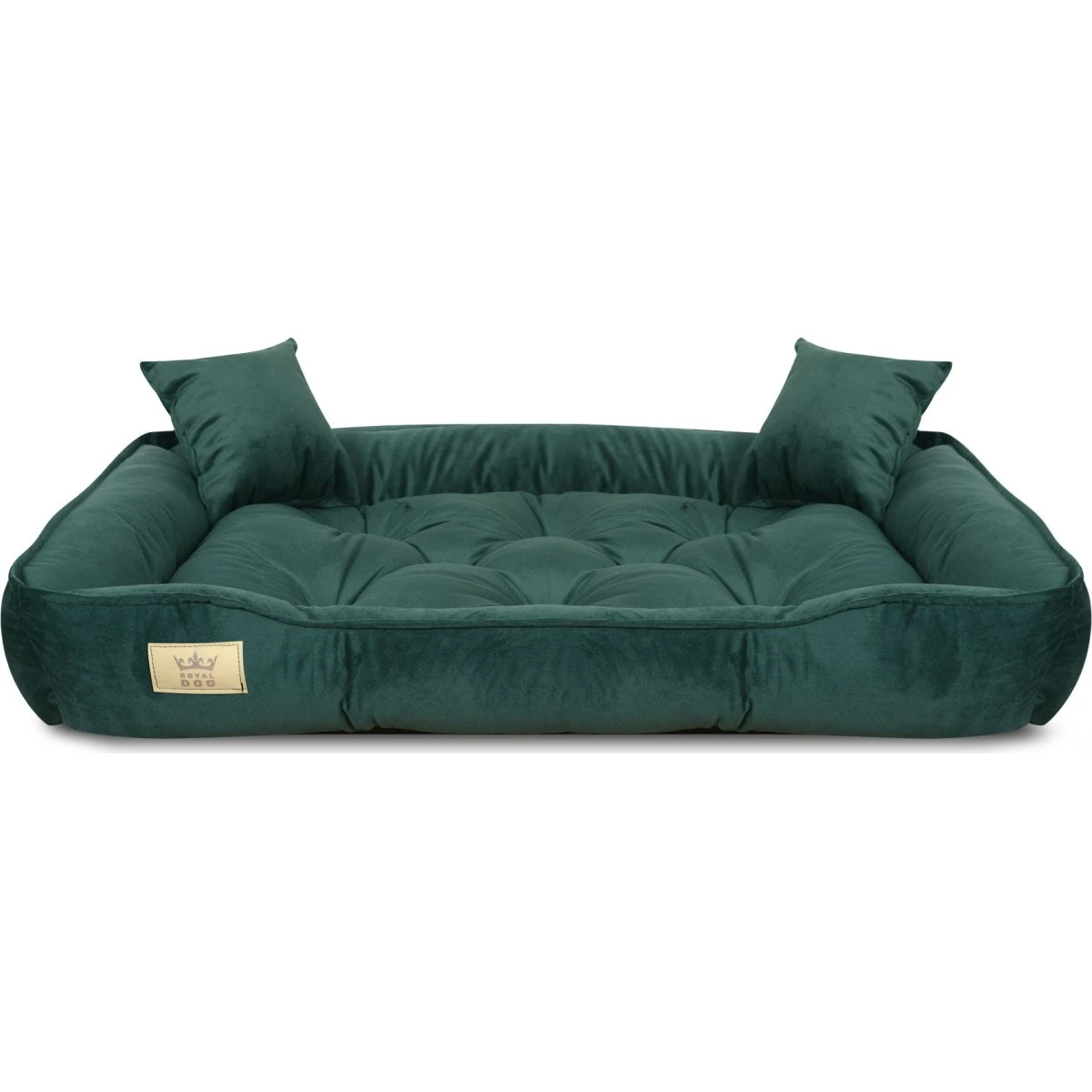 Hundeseng kennel XL 115x95 cm i mørkegrøn velour