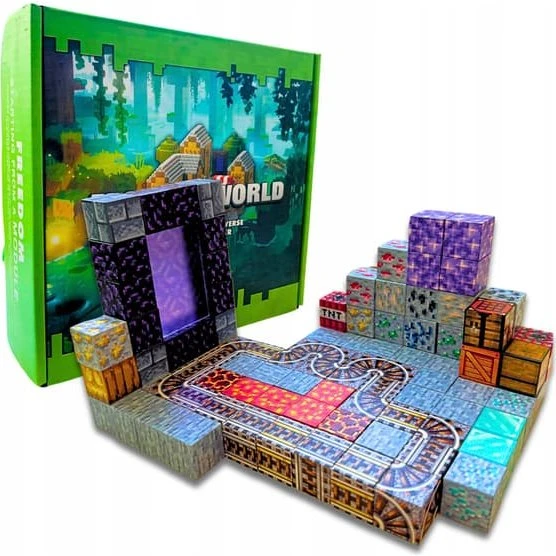 Module World Magnetiske Minecraft-inspirerede klodser, 100 stk + figurer
