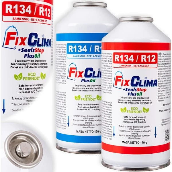 FixClima R134A Kølemiddel + Forseglingmiddel 3-i-1