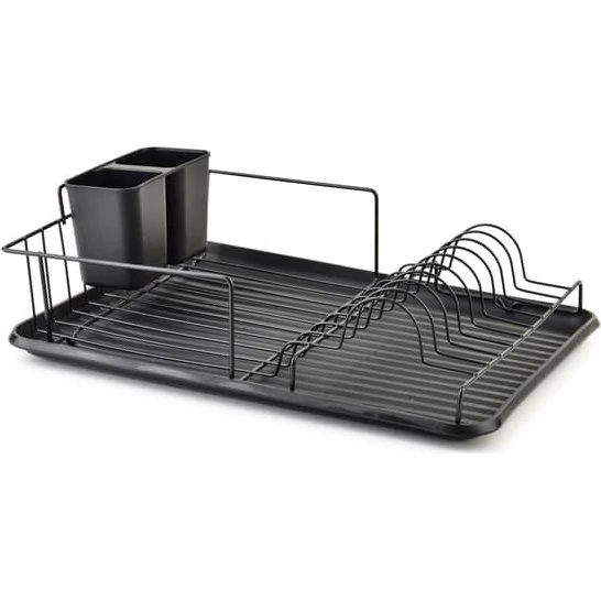 Basic Kitchen Opvaskestativ i metal, sort, 42,5x31,5x13,4 cm