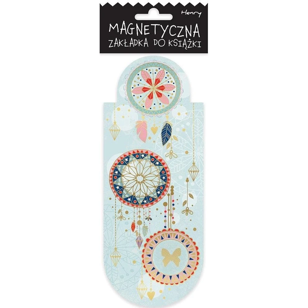 Magnetisk bogmærke oval blå fanger med guldkant