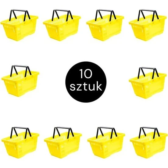 Mega-M Indkøbskurv Gul 22L - Sæt med 10 stk.