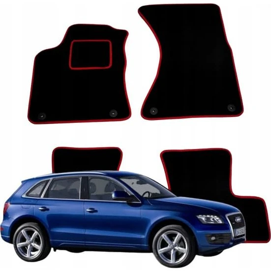 Audi Q5 Velourmåtter 2008-2016 - Sort med rød kant