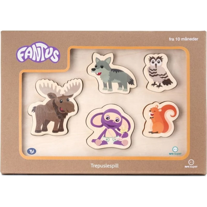 Fantus Træpuslespil – Dyrene i skoven (5 brikker)