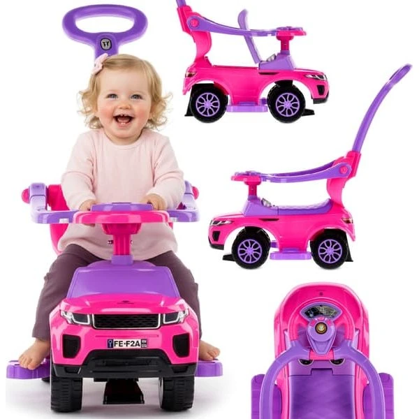 Sun Baby Pink Sport Car Gåvogn med håndtag og klemme
