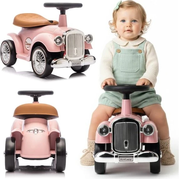 Retro Racing Ride-On Gåstol til babyer - Pudderrosa