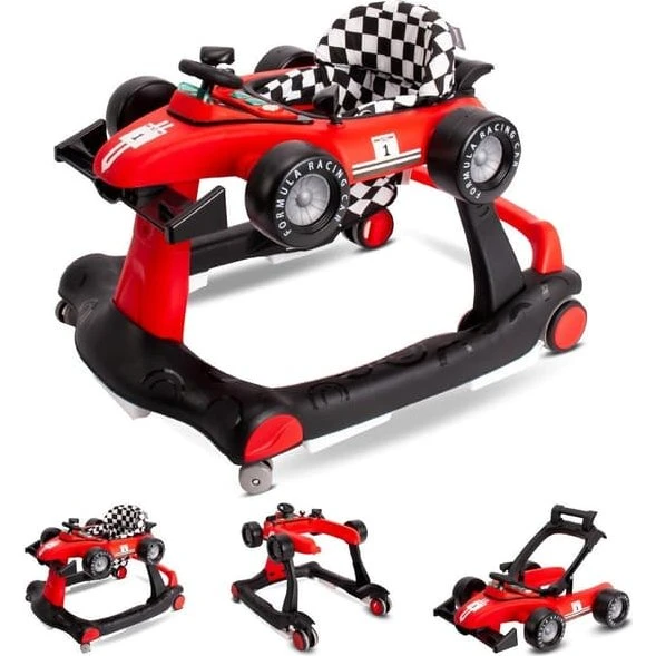 Interaktiv 3-i-1 Formel 1 Racer Gåstol - Rød