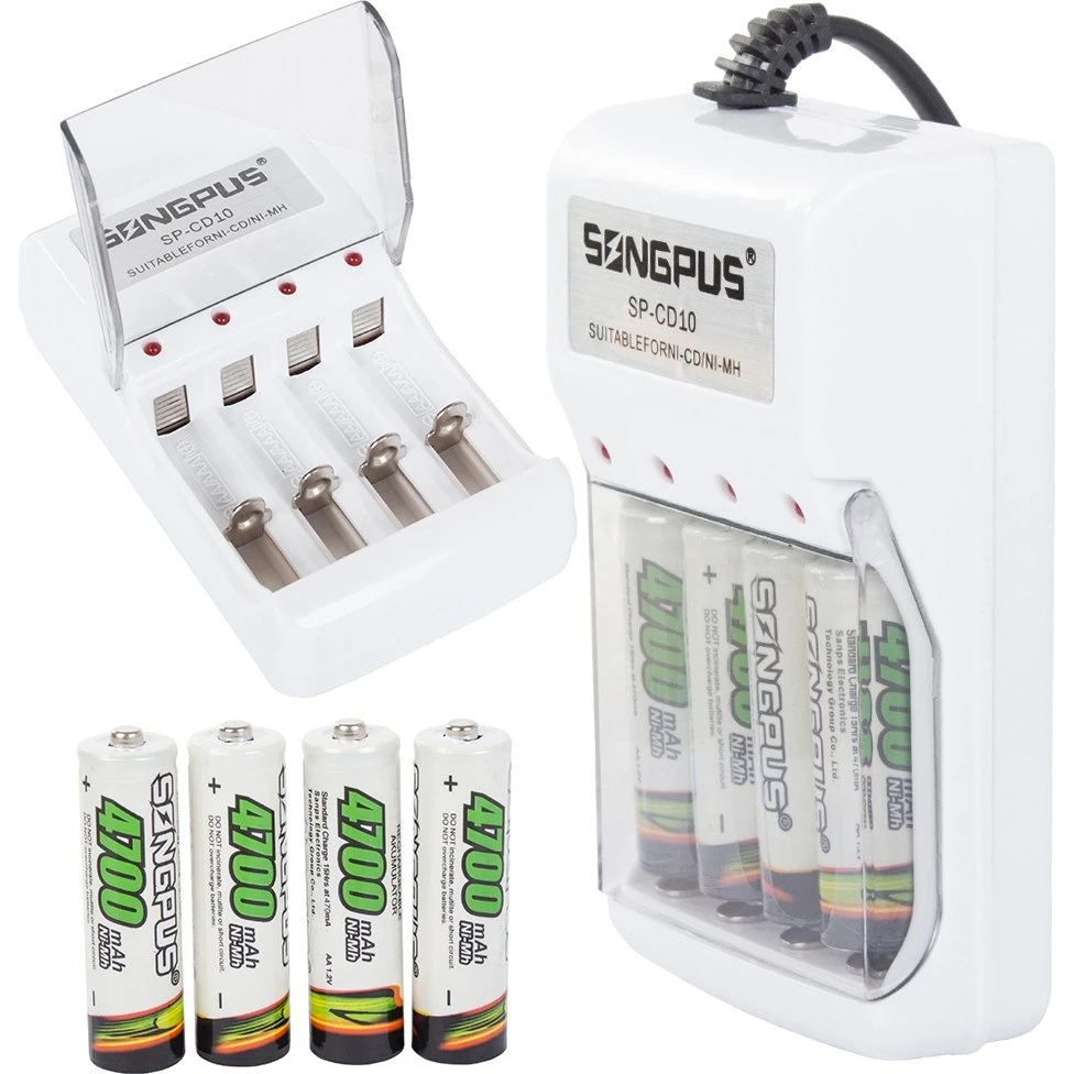 4x Batterioplader til AA og AAA med LED-indikator