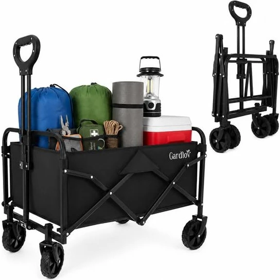 Gardlov Sammenklappelig Havevogn 90L - Max 100 kg - Sort