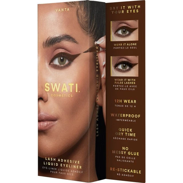 SWATI VANTA 2-i-1 Flydende Eyeliner & Vippe-lim Brun