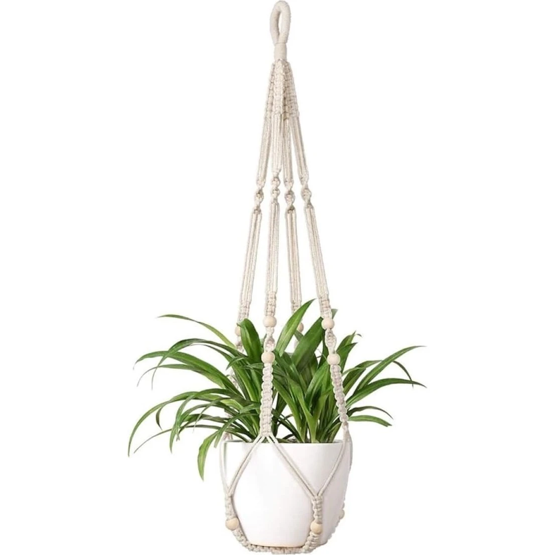 Makramé planteophæng i bomuld - Boho-stil 89 cm