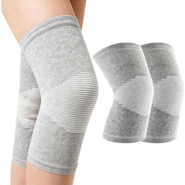 Knæstøtte i bambusfiber, 1 par, Grå, XL, Unisex