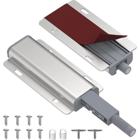 Magnetiske skabslåse med trykknap, 6-pak, aluminium
