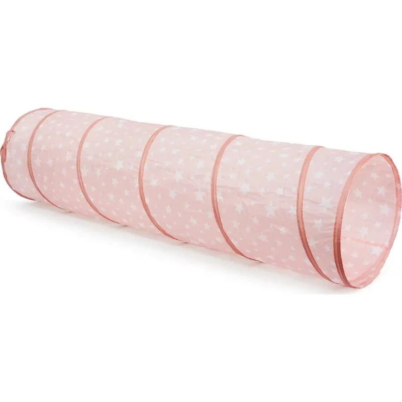 Legetunnel til børn - Rosa med hvide stjerner
