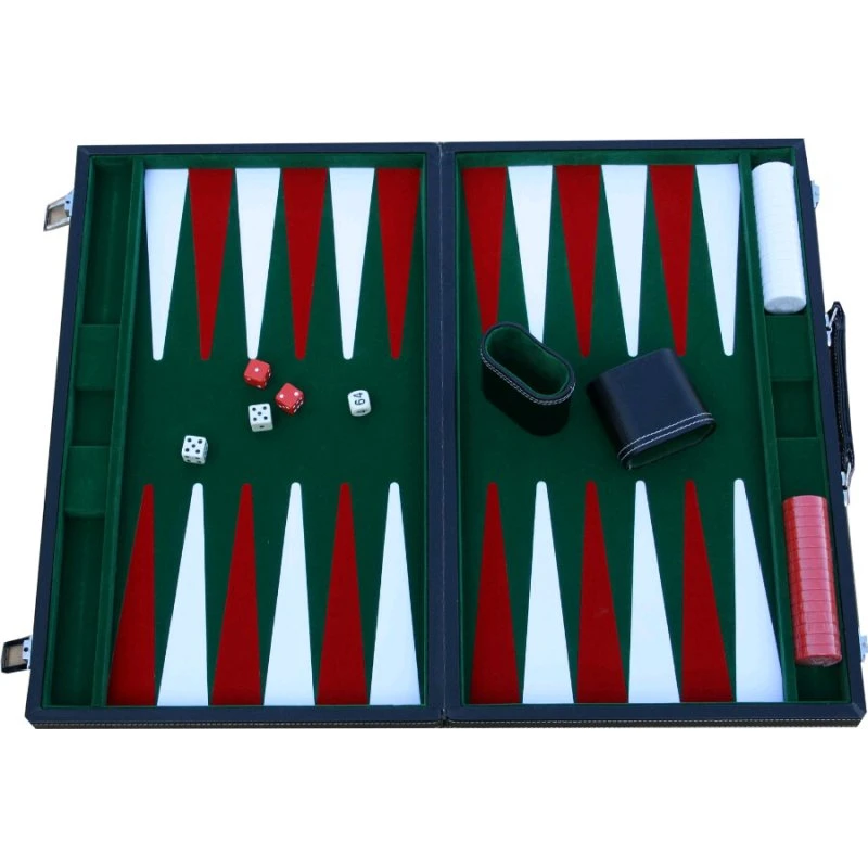 Backgammon Vinyl Stor – Foldbart bræt i kuffert