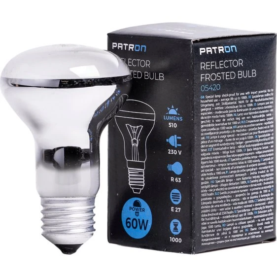 PATRON Glødepære E27 60W Forspejlet Mat R63