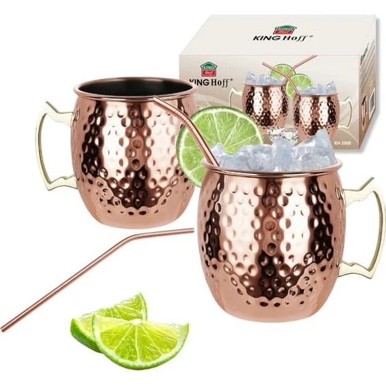 KINGHoff KH-2000 Moscow Mule Krussæt - 2 stk. 500ml med sugerør