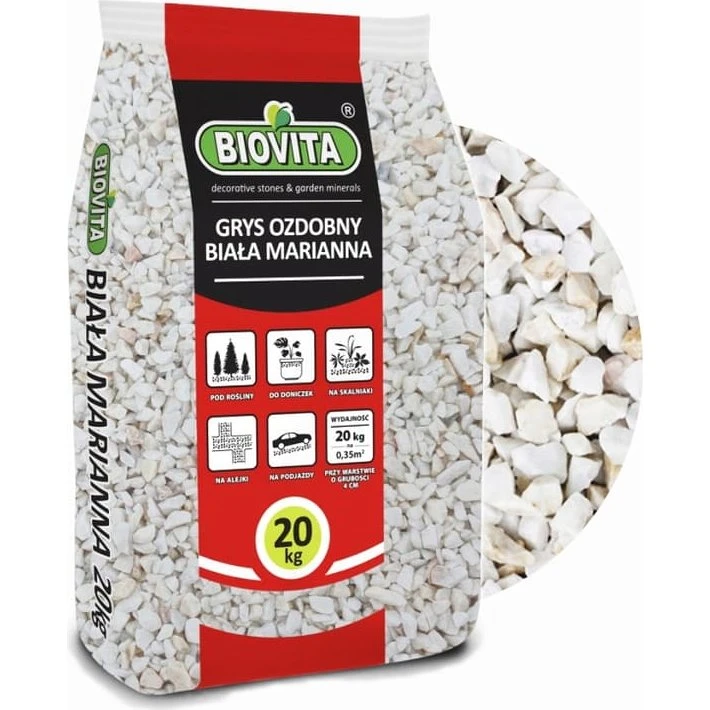 Dekorativt grus Hvid Marianna 8-16 mm - 20 kg