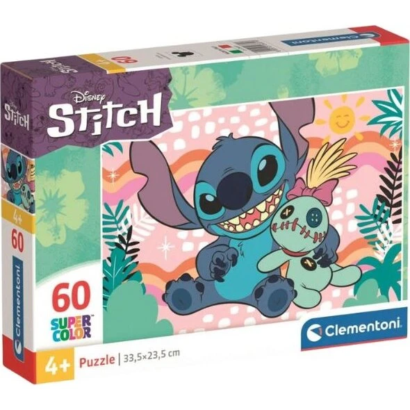 Clementoni Disney Stitch Super Color Puslespil – 60 brikker