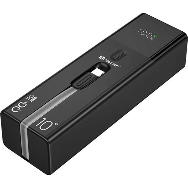 Tracer Quant Powerbank 10000 mAh - 100W PD/QC 3.0 - Sort
