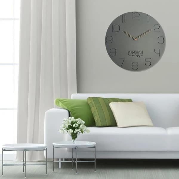 Stort gråt vægur i ECO-design, 50 cm