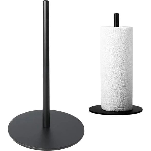 Papirholder til køkkenrulle, sort metal, 32 cm