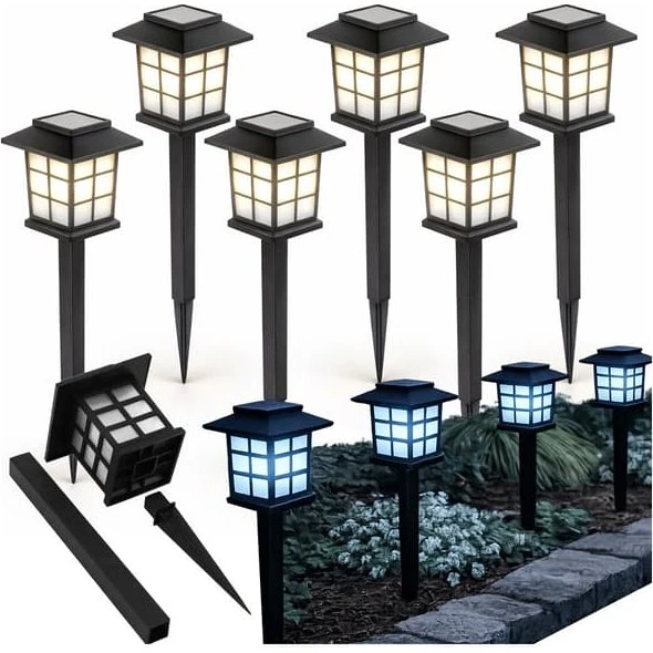 Solcellelamper 6 stk. LED med skumringssensor