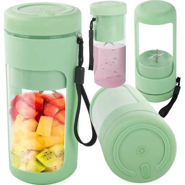 Bærbar USB Smoothieblender med isknuser og rem - Grøn