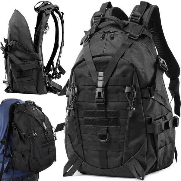 Taktisk Militær Rygsæk 30L - Sort 800D Oxford med MOLLE