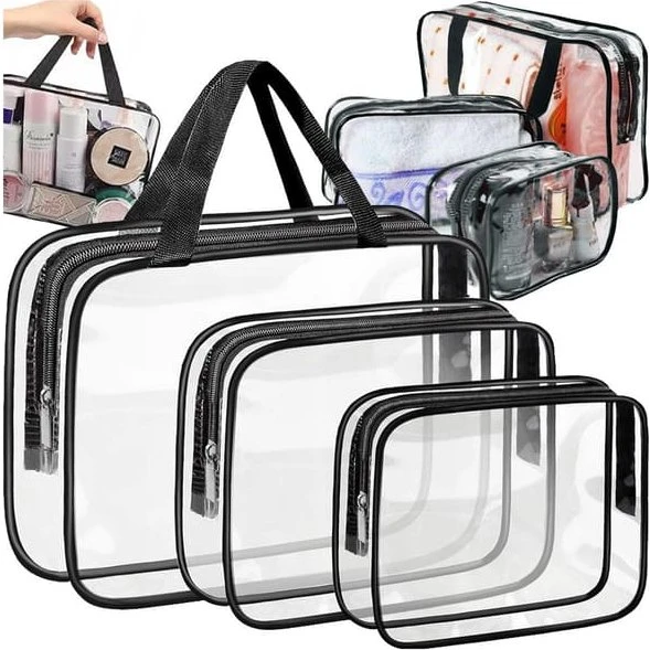 3-i-1 Transparent Toilettaske - Flyvevenlig Rejseorganisator