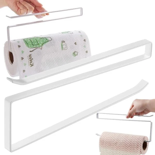 Køkkenrulleholder i metal, matsort, slip-on til hylder